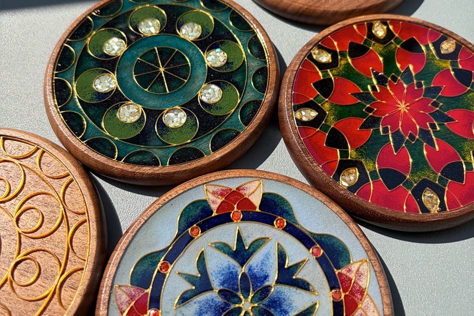 掐絲琺瑯及螺鈿胡桃木杯墊工作坊 (曼陀羅圖案 或 香港系列圖案)